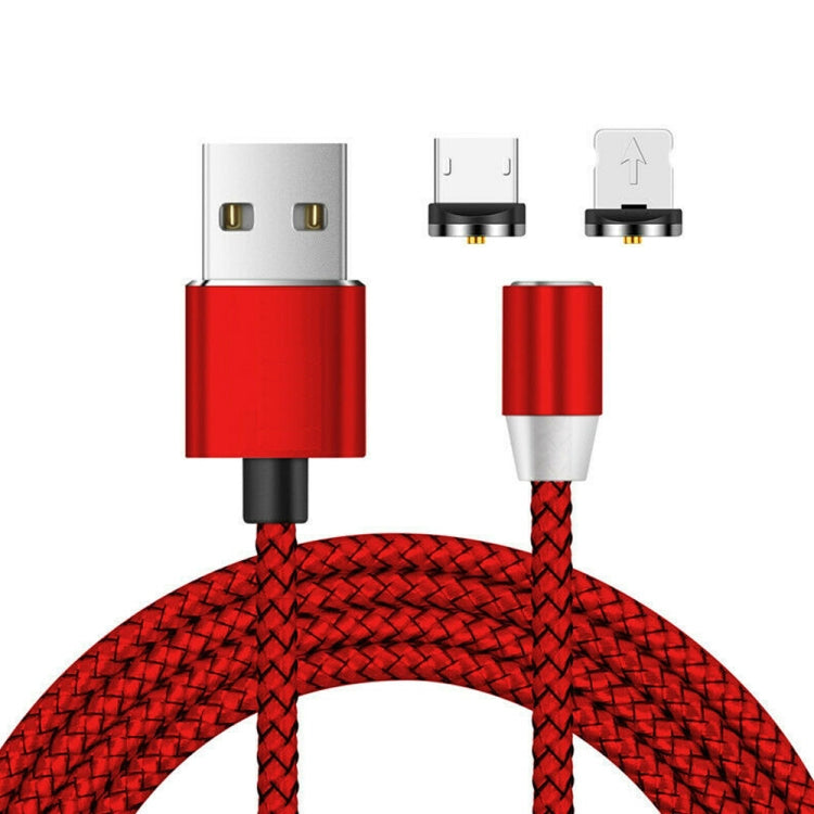 2 合 1 USB 轉 8 Pin + Micro USB 磁吸金屬介面 尼龍編織充電線，長度：1m，1m
