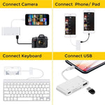 ZS-S1827 四合一 SD 卡 + TF 卡 + 8 Pin 充電 + USB 介面轉 8 Pin 介面攝影機讀卡器轉接器，支援所有 iOS 系統