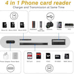 ZS-S1827 四合一 SD 卡 + TF 卡 + 8 Pin 充電 + USB 介面轉 8 Pin 介面攝影機讀卡器轉接器，支援所有 iOS 系統