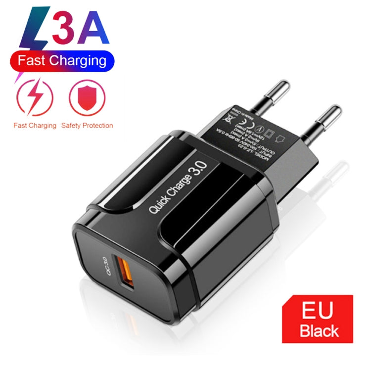便攜式 QC3.0 18W USB 埠通用快速充電器，歐規插頭，歐規插頭