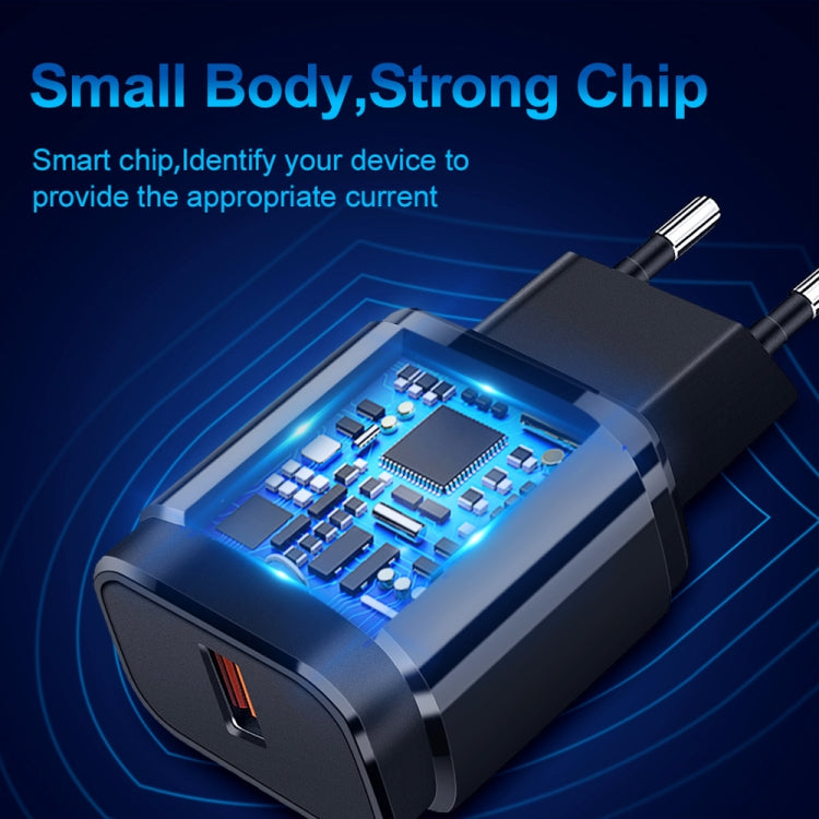 便攜式 QC3.0 18W USB 埠通用快速充電器，歐規插頭，歐規插頭