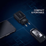 便攜式 QC3.0 18W USB 埠通用快速充電器，歐規插頭，歐規插頭