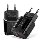 便攜式 QC3.0 18W USB 埠通用快速充電器，歐規插頭，歐規插頭