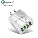 2 合 1 USB 對 USB-C / Type-C 數據線 + 30W QC 3.0 4 USB 介面手機平板電腦通用快充旅行充電器組，美國插頭，USB-C / Type-C 組美國插頭