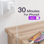 2 合 1 USB 對 USB-C / Type-C 數據線 + 30W QC 3.0 4 USB 介面手機平板電腦通用快充旅行充電器組，美國插頭，USB-C / Type-C 組美國插頭