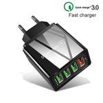 2 合 1 1米 USB 轉 Micro USB 數據線 + 30W QC 3.0 四 USB 介面手機平板電腦通用快速充電器旅行充電組，歐規插頭，Micro USB 組合 歐規插頭