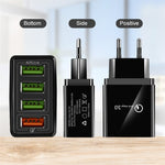 2 合 1 1米 USB 轉 Micro USB 數據線 + 30W QC 3.0 四 USB 介面手機平板電腦通用快速充電器旅行充電組，歐規插頭，Micro USB 組合 歐規插頭