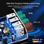 2 合 1 1米 USB 轉 Micro USB 數據線 + 30W QC 3.0 四 USB 介面手機平板電腦通用快速充電器旅行充電組，歐規插頭，Micro USB 組合 歐規插頭