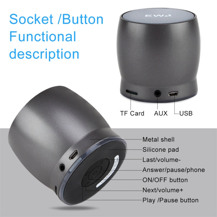 EWA A150 便攜迷你藍牙喇叭無線HiFi立體聲強勁低音音樂Boom Box金屬低音炮，支援Micro SD卡及3.5mm AUX