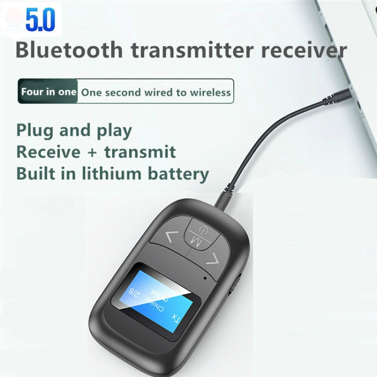 T14 2 合 1 藍牙適配器車用免持通話藍牙接收器發射器，附 LCD 數字顯示，T14