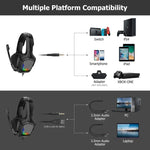 ONIKUMA K20 PS4 耳機立體聲遊戲耳機附麥克風/LED 燈，適用於 Xbox One/筆記型電腦平板