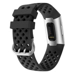 For Fitbit Charge 3 / 4 Hollow Square Silicone Strap Replacement Wristband, Black, Pink, White, Red, Dark Blue, Purple