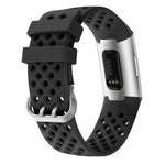 For Fitbit Charge 3 / 4 Hollow Square Silicone Strap Replacement Wristband, Black, Pink, White, Red, Dark Blue, Purple
