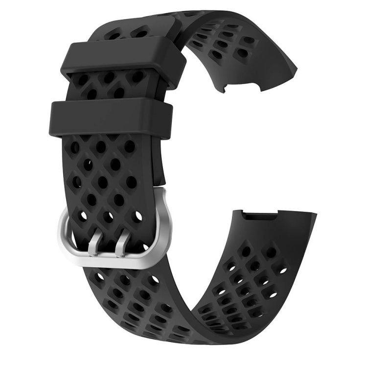 For Fitbit Charge 3 / 4 Hollow Square Silicone Strap Replacement Wristband, Black, Pink, White, Red, Dark Blue, Purple