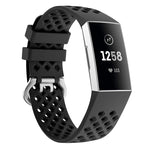 For Fitbit Charge 3 / 4 Hollow Square Silicone Strap Replacement Wristband, Black, Pink, White, Red, Dark Blue, Purple