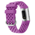 For Fitbit Charge 3 / 4 Hollow Square Silicone Strap Replacement Wristband, Black, Pink, White, Red, Dark Blue, Purple