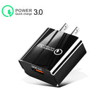 迷你 QC3.0 USB 18W 手機平板通用快速充電器，美規插頭，美規插頭