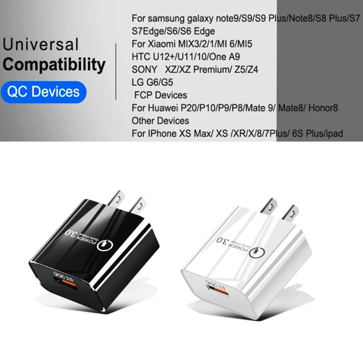 迷你 QC3.0 USB 18W 手機平板通用快速充電器，美規插頭，美規插頭