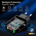 迷你 QC3.0 USB 18W 手機平板通用快速充電器，歐規插頭，歐規插頭
