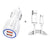 Qc3.0 Dual USB Car Charger + Micro USB Fast Charging Cable Car Charging Kit, Micro USB (White), Micro USB (Black)
