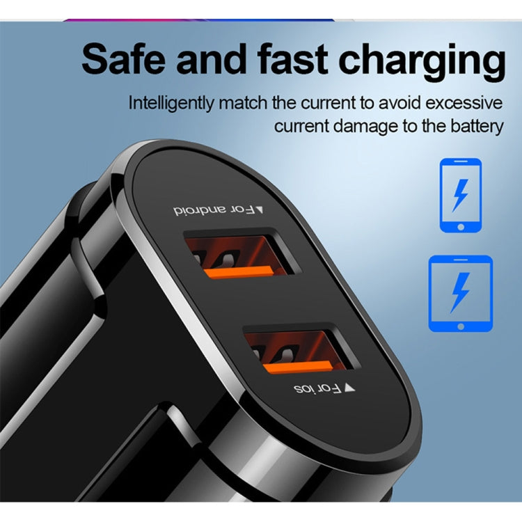 便攜式雙 USB 手機平板通用充電頭旅行充電器，歐規插頭，歐規插頭