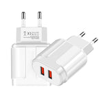 便攜式雙 USB 手機平板通用充電頭旅行充電器，歐規插頭，歐規插頭