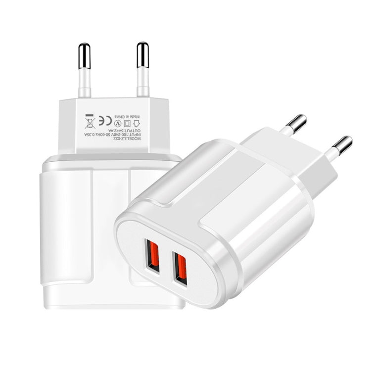 便攜式雙 USB 手機平板通用充電頭旅行充電器，歐規插頭，歐規插頭