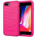 For iPhone SE（2020） Wave Pattern 3 in 1 Silicone+PC Shockproof Protective Case