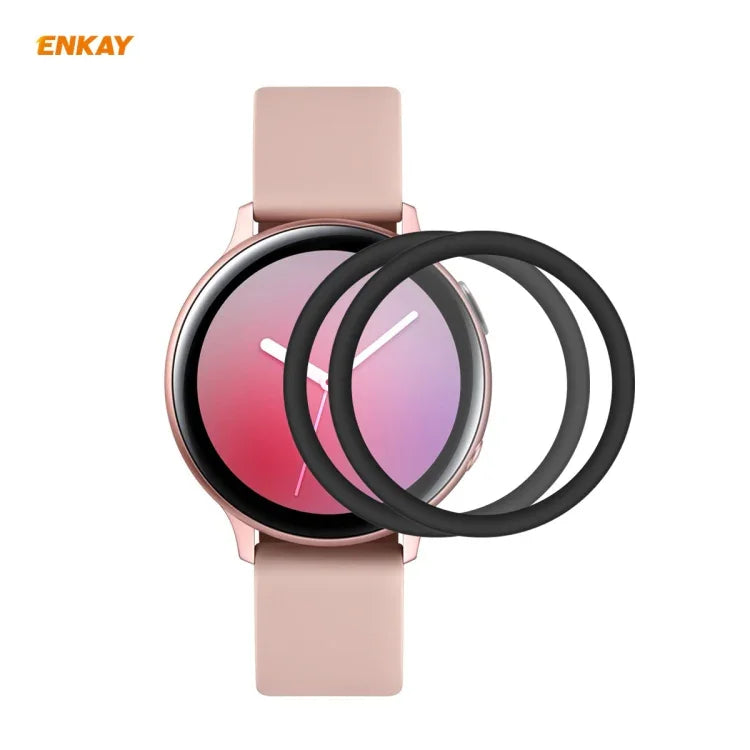 2片裝ENKAY Hat-Prince 3D全螢幕軟PC邊緣+PMMA高清螢幕保護膜，適用華為Watch GT 2 42mm，三星Galaxy Active 2 40mm，三星Galaxy Active 2 44mm，小米手環4，Fitbit Versa 2
