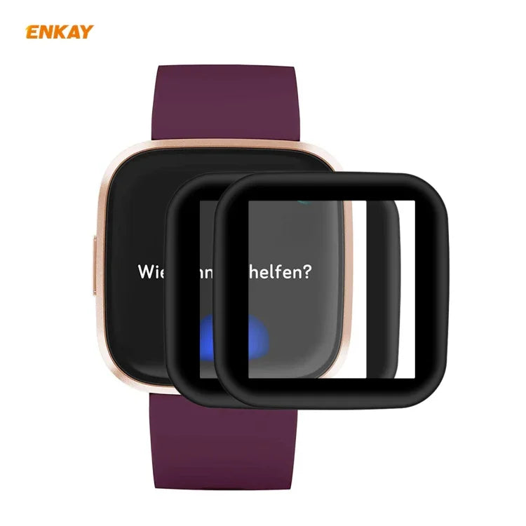 2片裝ENKAY Hat-Prince 3D全螢幕軟PC邊緣+PMMA高清螢幕保護膜，適用華為Watch GT 2 42mm，三星Galaxy Active 2 40mm，三星Galaxy Active 2 44mm，小米手環4，Fitbit Versa 2