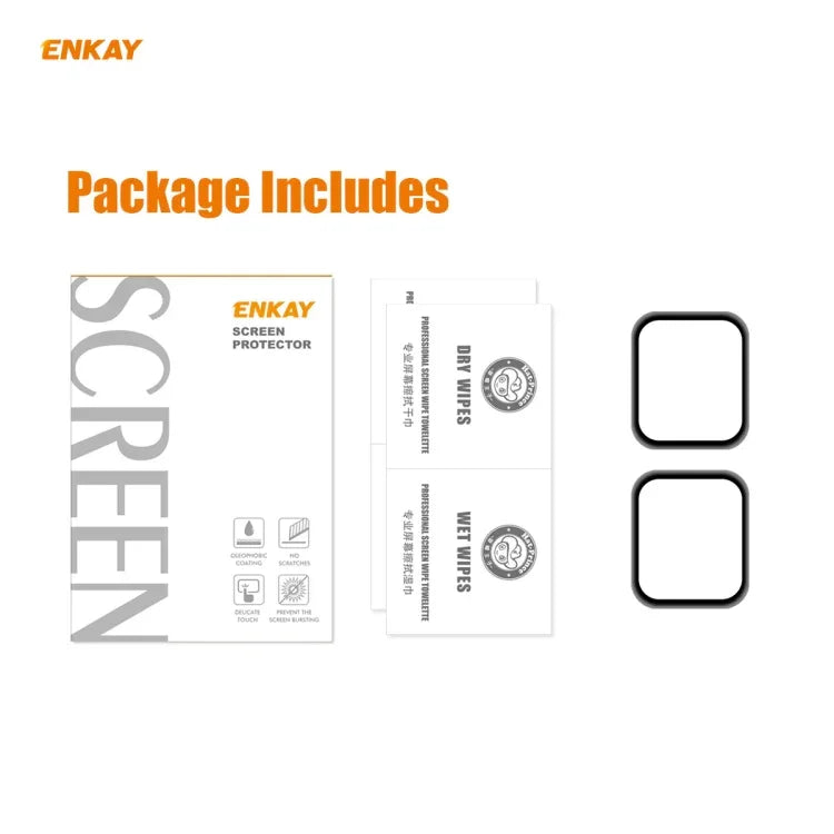 2 PCS ENKAY Hat-Prince 0.2mm 9H Surface Hardness 3D Explosion-proof Aluminum Alloy Edge Full Screen Tempered Glass Screen Film, For Apple Watch 6/5/4/SE 40mm