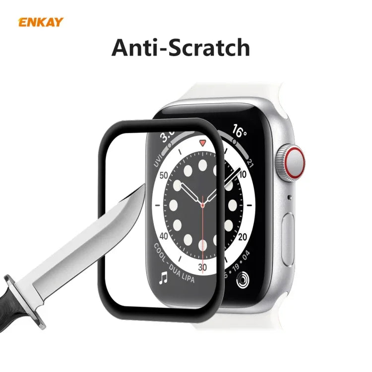 2 片裝適用於 Apple Watch Series 6/5/4/SE 40mm ENKAY Hat-Prince 3D 全螢幕 PET 曲面熱彎高清螢幕保護膜，適用於 Apple Watch Series 6/5/4/SE 40mm