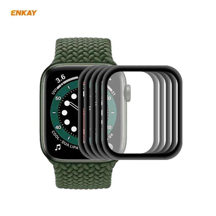 5 片裝適用於 Apple Watch Series 6/5/4/SE 44mm ENKAY Hat-Prince 3D 全螢幕 PET 曲面熱彎高清螢幕保護膜，適用於 Apple Watch Series 6/5/4/SE 44mm