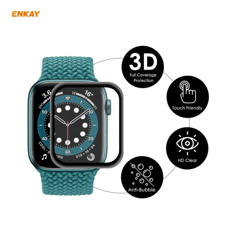 2 片 ENKAY Hat-Prince 3D 全屏軟 PC 邊框 + PMMA 高清螢幕保護膜，適用於 Apple Watch 6/5/4/SE 44mm，適用於 Apple Watch 6/5/4/SE 40mm