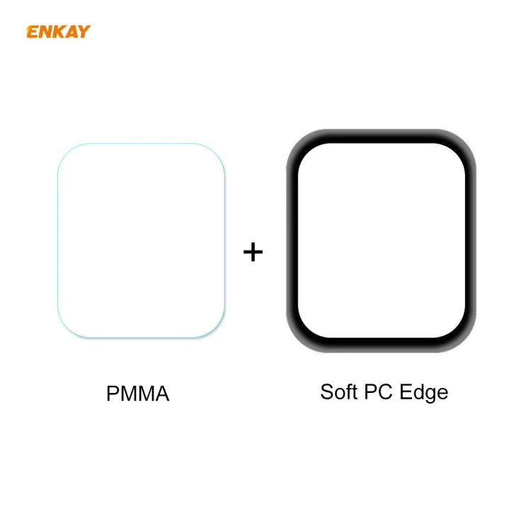 2 片 ENKAY Hat-Prince 3D 全屏軟 PC 邊框 + PMMA 高清螢幕保護膜，適用於 Apple Watch 6/5/4/SE 44mm，適用於 Apple Watch 6/5/4/SE 40mm