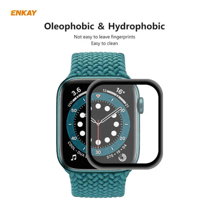 2 片 ENKAY Hat-Prince 3D 全屏軟 PC 邊框 + PMMA 高清螢幕保護膜，適用於 Apple Watch 6/5/4/SE 44mm，適用於 Apple Watch 6/5/4/SE 40mm