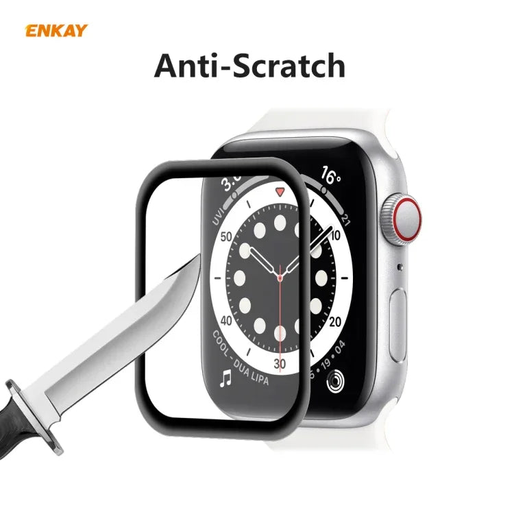 2 片 ENKAY Hat-Prince 3D 全屏軟 PC 邊框 + PMMA 高清螢幕保護膜，適用於 Apple Watch 6/5/4/SE 44mm，適用於 Apple Watch 6/5/4/SE 40mm