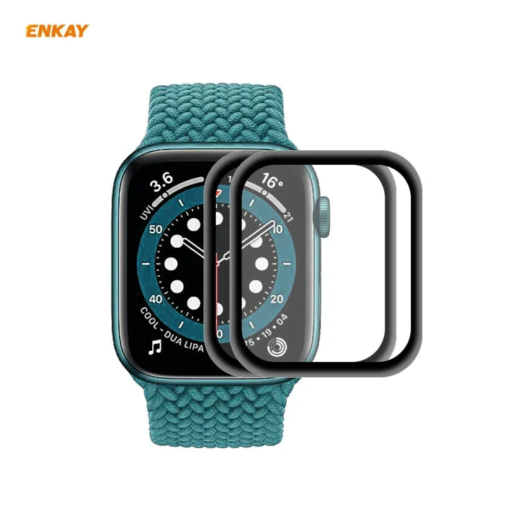 2 片 ENKAY Hat-Prince 3D 全屏軟 PC 邊框 + PMMA 高清螢幕保護膜，適用於 Apple Watch 6/5/4/SE 44mm，適用於 Apple Watch 6/5/4/SE 40mm