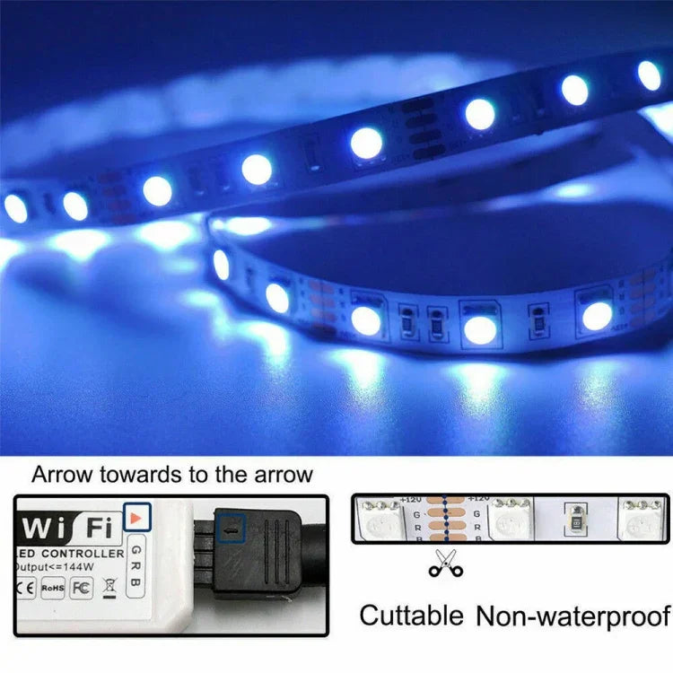 5M 5050 RGB LED 燈條 WIFI 智慧家庭電源套件組（非防水）