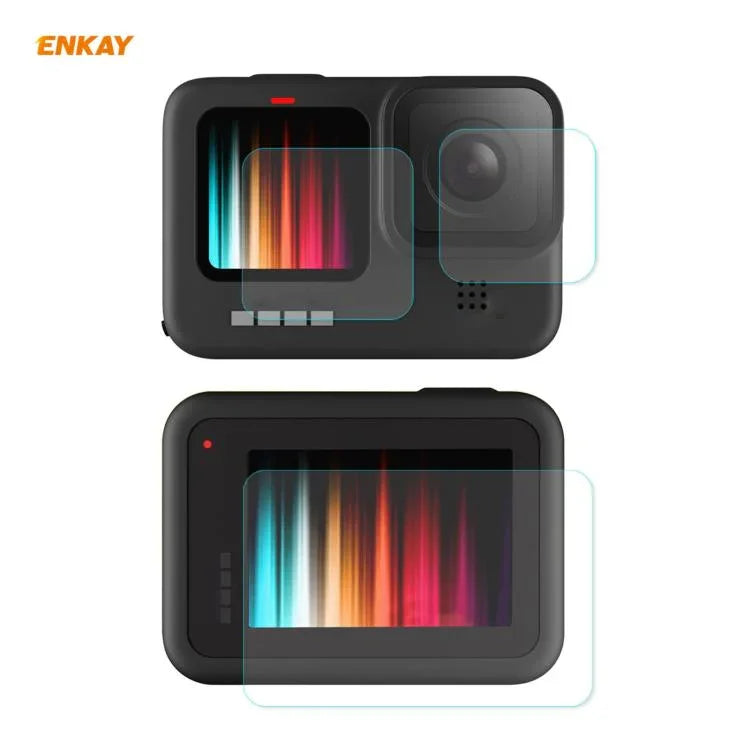 適用於 GoPro HERO9 ENKAY Hat-Prince 3 合 1 0.2mm 9H 2.15D 保護鏡頭及螢幕鋼化玻璃膜