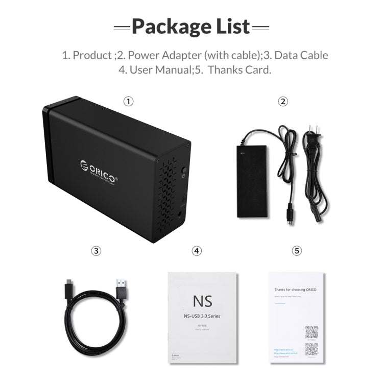 ORICO NS200RU3 兩槽 USB3.0 硬碟外接盒附 RAID，NS200RU3