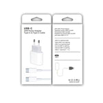 2 合 1 PD 20W 單 USB-C / Type-C 埠旅行充電器 + 3A PD3.0 USB-C / Type-C 轉 USB-C / Type-C 快充數據線組，線長：1m，歐規插頭，20W 1m