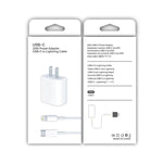 2 合 1 PD 20W 單 USB-C / Type-C 埠旅行充電器 + 3A PD3.0 USB-C / Type-C 轉 8 針快充數據線組，線長：1m，美式插頭，20W 1m