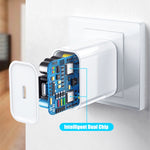 2 合 1 PD 20W 單 USB-C / Type-C 埠旅行充電器 + 3A PD3.0 USB-C / Type-C 轉 8 針快充數據線組，線長：1m，美式插頭，20W 1m