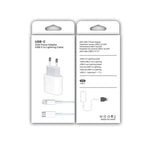 2 合 1 PD 20W 單 USB-C / Type-C 埠旅行充電器 + 3A PD3.0 USB-C / Type-C 轉 8 針快充數據線組，線長：2m，歐規插頭，20W 2m