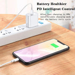 2 合 1 PD 20W 單 USB-C / Type-C 埠旅行充電器 + 3A PD3.0 USB-C / Type-C 轉 8 針快充數據線組，線長：2m，歐規插頭，20W 2m