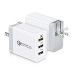 SDC-30W 30W QC 3.0 USB + 2.4A 雙 USB 2.0 埠手機平板電腦通用快速充電器旅行充電器，美式插頭