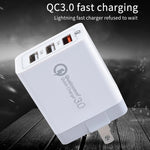 SDC-30W 2 合 1 USB 轉 Micro USB 數據線 + 30W QC 3.0 USB + 2.4A 雙 USB 2.0 埠 手機平板電腦通用快速充電器旅行充電組，美規插頭，附 Micro USB 線，美規插頭