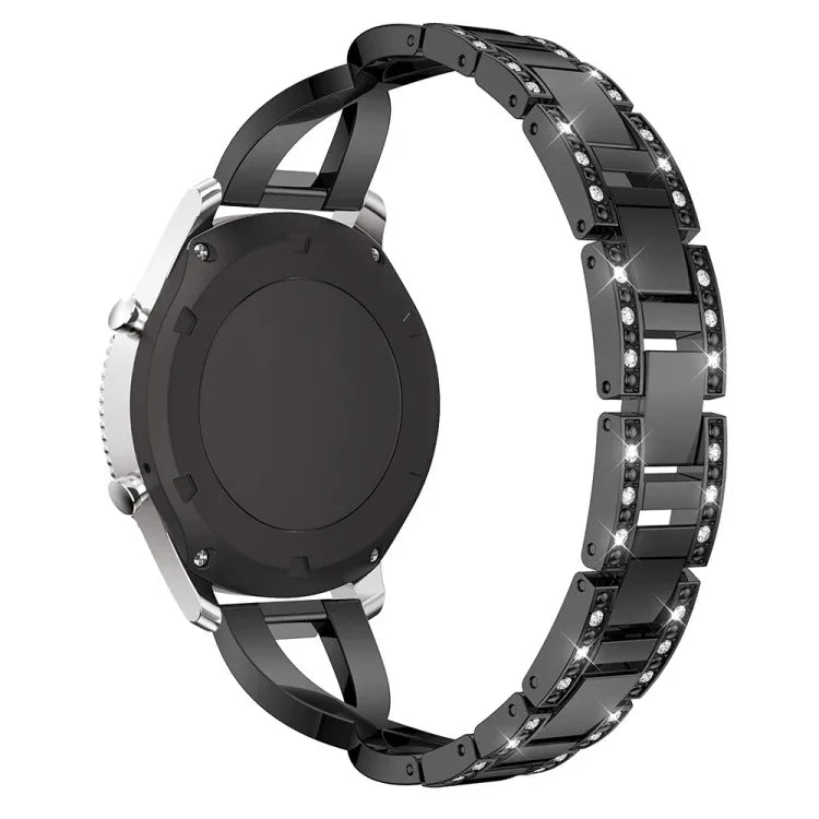 X 形鑽石鑲嵌實心不鏽鋼手腕錶帶，適用於 Samsung Gear S3