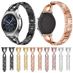 X 形鑽石鑲嵌實心不鏽鋼手腕錶帶，適用於 Samsung Gear S3